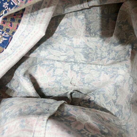 Sezane Sea Tote Bag Blue Paisley Boho Fleurs Fond Marine Large Floral Canvas - Picture 5 of 5